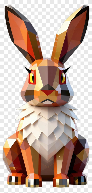 3D Polygonal Rabbit PNG