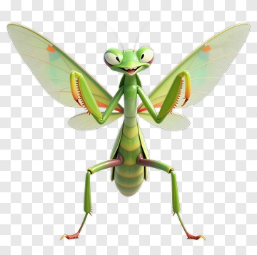 Cartoon Praying Mantis Character PNG