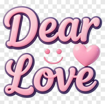 Dear Love Text With Heart And Smile PNG