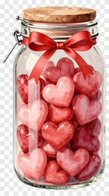 Jar Of Colorful Heart Candies PNG