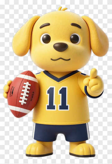 3D Dog Holding A Football PNG