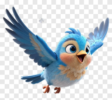 Cartoon Blue Bird Flying PNG