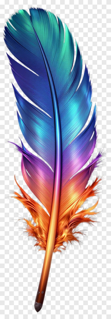 Colorful Feather With Gradient Design PNG