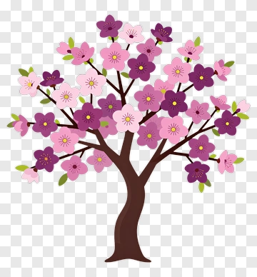 Colorful Cherry Blossom Tree PNG