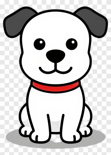 Cartoon Dog Sitting With Red Collar PNG