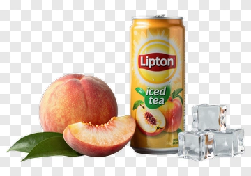 Lipton Iced Tea Can With Peach And Ice Cubes PNG