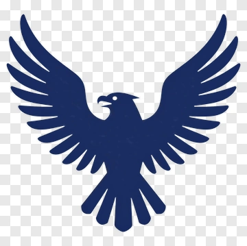 Stylized Blue Hawk With Outstretched Wings PNG
