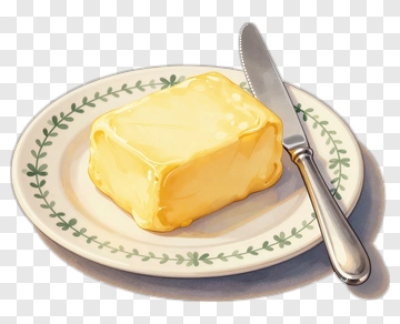 Butter On A Plate With A Knife PNG