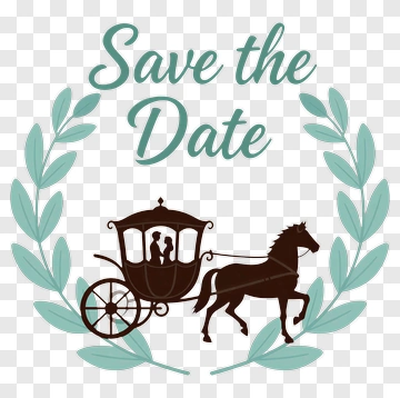 Save The Date With Horse And Carriage PNG