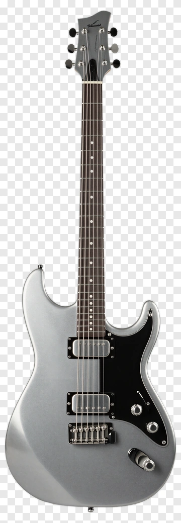Electric Guitar With Silver Finish PNG