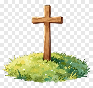 Wooden Cross On Grass PNG