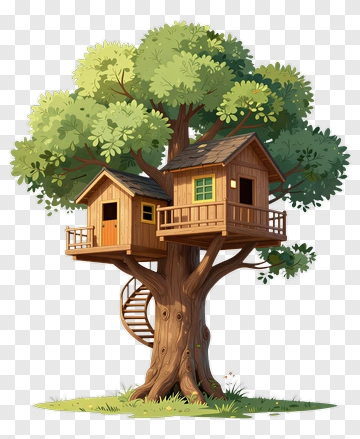 Treehouse In A Large Tree PNG