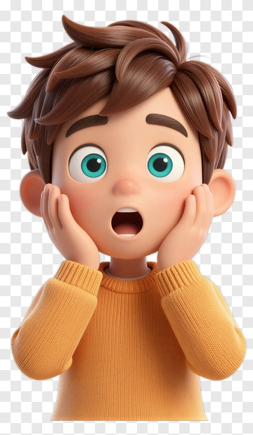 Surprised Boy In Yellow Sweater PNG