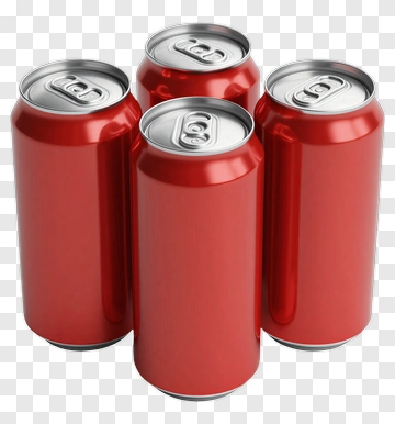 Four Red Soda Cans PNG