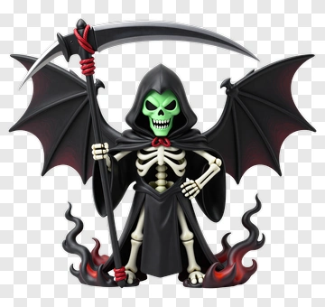 Cartoon Grim Reaper Holding A Scythe PNG