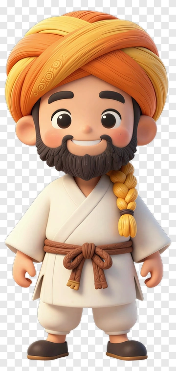 Cartoon Man In Traditional Clothing With Turban PNG