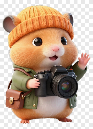 3D Hamster Holding A Camera PNG