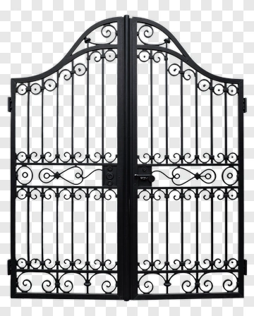 Ornate Black Iron Gate PNG