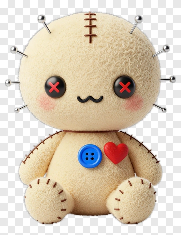 Cute Voodoo Doll With Buttons And Pins PNG