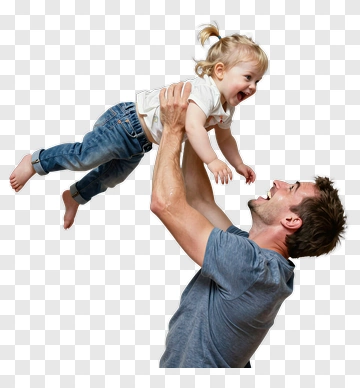 Happy Father Lifting His Laughing Child PNG