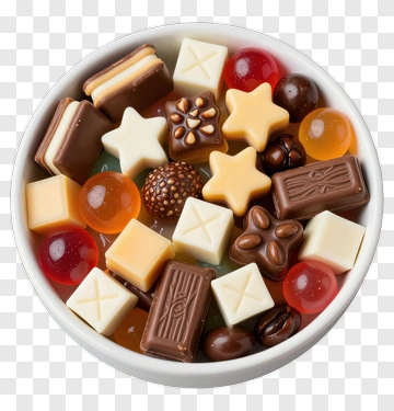 Colorful Candy Bowl Filled With Various Sweets PNG