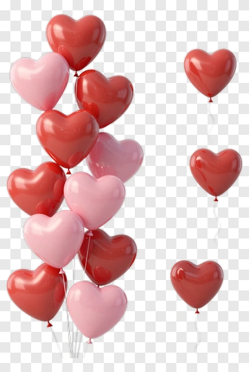 Heart-Shaped Balloons In Red And Pink PNG