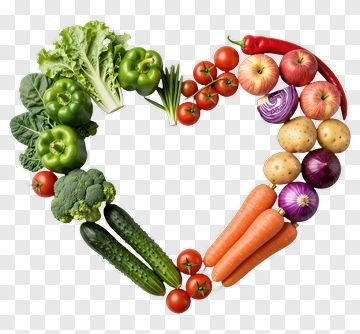 Heart-Shaped Arrangement Of Fresh Vegetables And Fruits PNG