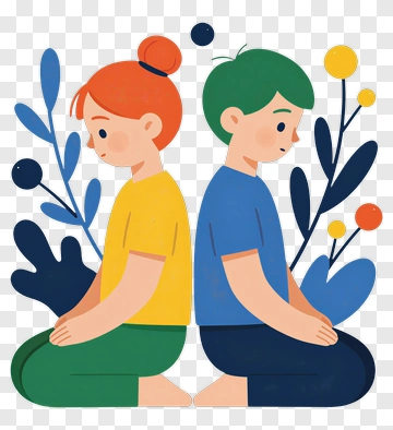Illustration Of Two Children Sitting Back To Back PNG
