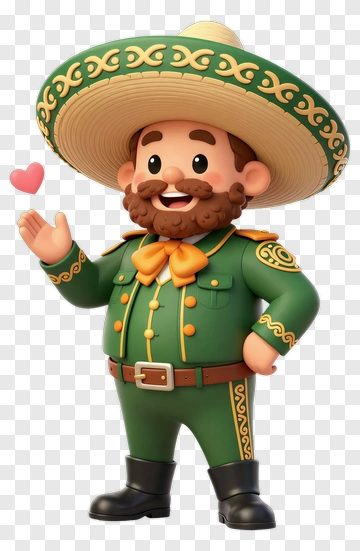 Cartoon Mariachi Holding A Heart PNG