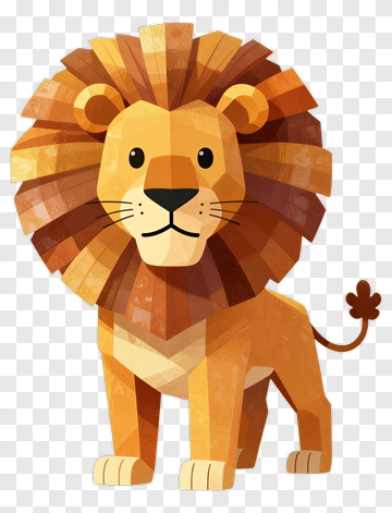 Cartoon Lion With A Colorful Mane PNG