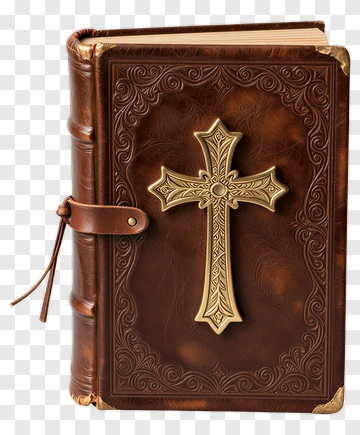 Leather-Bound Book With Cross Design PNG