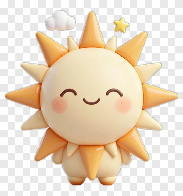 Cute Cartoon Sun Character With Smiling Face PNG