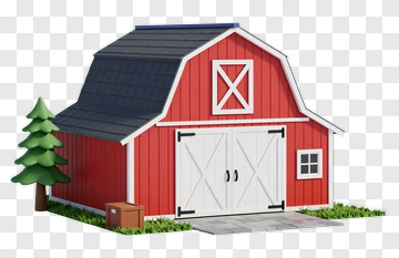 Red Barn With Tree And Box PNG
