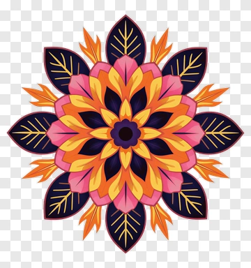 Colorful Floral Mandala Design PNG
