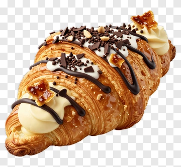 Chocolate Croissant With Cream And Toppings PNG