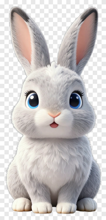 Cute Cartoon Rabbit With Big Eyes PNG