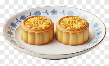 Mooncakes On A Decorative Plate PNG
