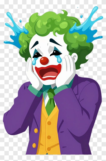 Cartoon Clown Crying With Colorful Hair PNG