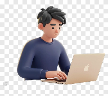 3D Person Working On A Laptop PNG