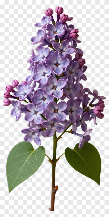 Lilac Flower With Green Leaves PNG