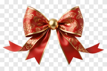 Red Decorative Bow With Gold Accents PNG