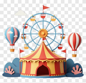 Colorful Carnival Ferris Wheel And Tent PNG