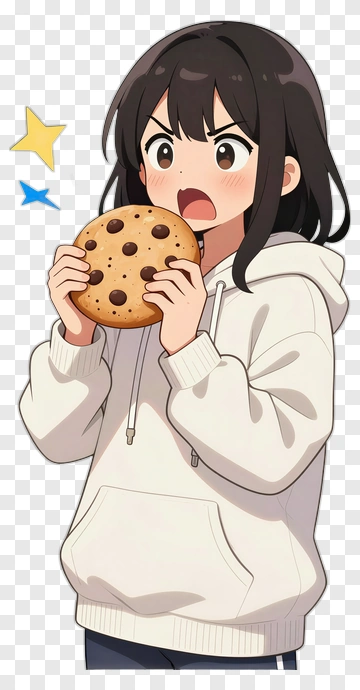 Girl Excitedly Holding A Cookie PNG