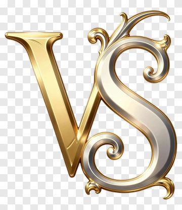 Gold And Silver Vs Typography Design PNG