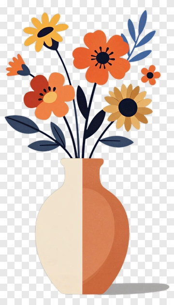 Colorful Flower Bouquet In A Vase PNG