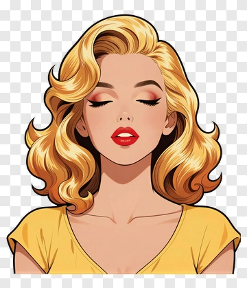Cartoon Woman With Blonde Hair And Red Lips PNG