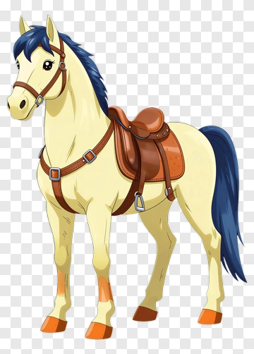 Cartoon Horse With Saddle PNG