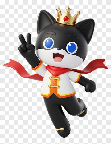 Cartoon Cat Wearing A Crown And Red Cape PNG