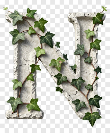Ivy Covered Stone Letter N PNG