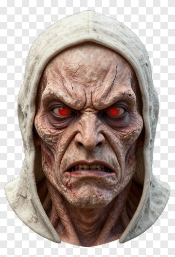 Angry Character With Red Eyes And Hood PNG
